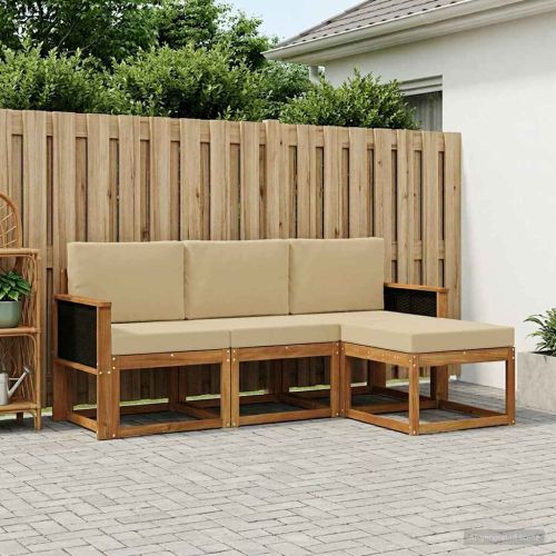 Комплект дивани за открито с възглавница 4 pcs Натурално