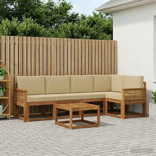 Комплект дивани за открито 6 pcs Натурален и Бежов