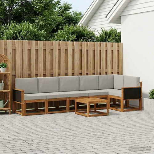 Комплект дивани за открито 7 pcs Натурално и светлосиво