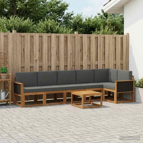 Комплект дивани за открито 7 pcs Натурален и Антрацит Полиестер
