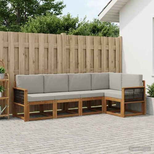 Комплект дивани за открито 7 pcs Натурално и светлосиво