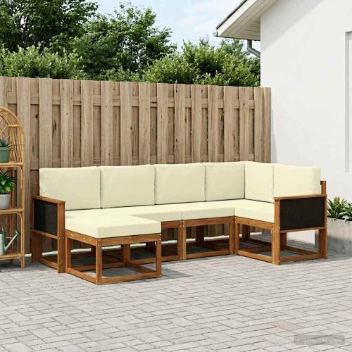 Комплект дивани за открито 6 pcs Натурален и Крема