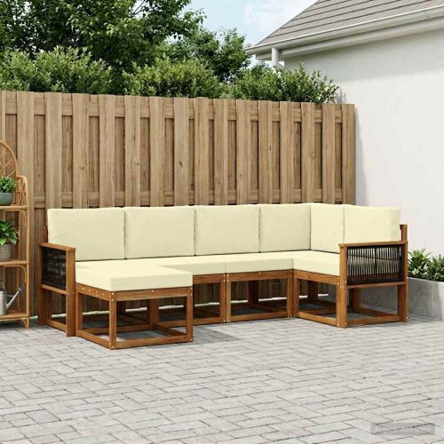 Комплект дивани за открито 6 pcs Натурален и Крема