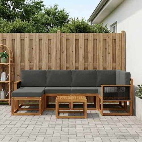 Комплект дивани за открито 7 pcs Натурален и Антрацит