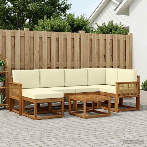 Комплект дивани за открито 7 pcs Натурален и Крема