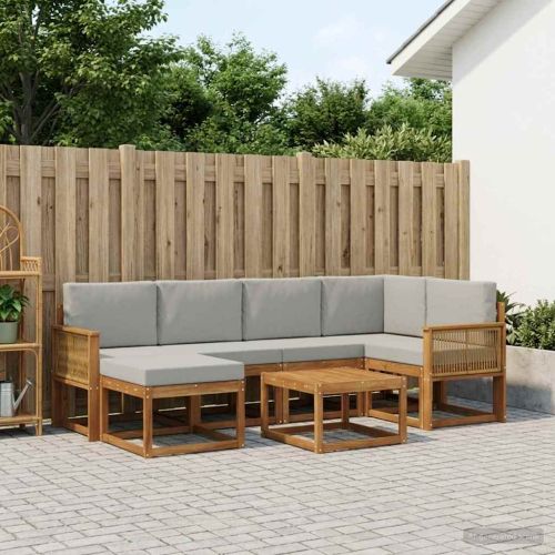 Комплект дивани за открито 7 pcs Натурално и светлосиво