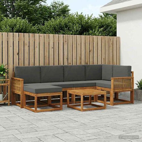 Комплект дивани за открито 7 pcs Натурален и Антрацит