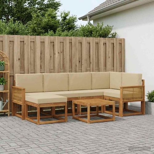 Комплект дивани за открито 7 pcs Натурален и Бежов