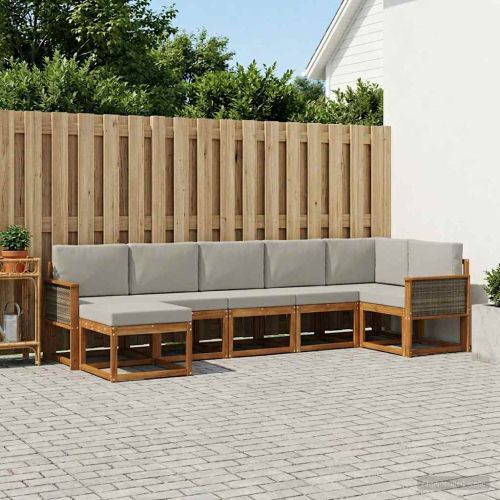 Комплект дивани за открито 7 pcs Натурално и светлосиво