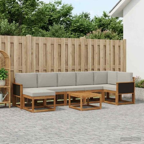 Комплект дивани за открито 8 pcs Натурално и светлосиво