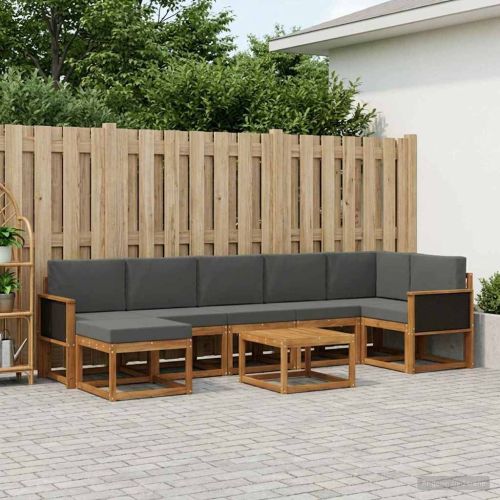 Комплект дивани за открито 8 pcs Натурален и Антрацит Полиестер