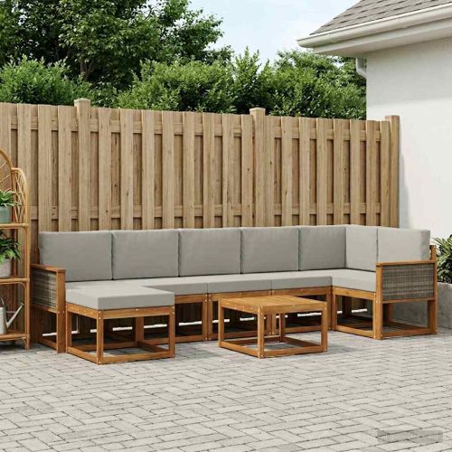 Комплект дивани за открито 8 pcs Натурално и светлосиво