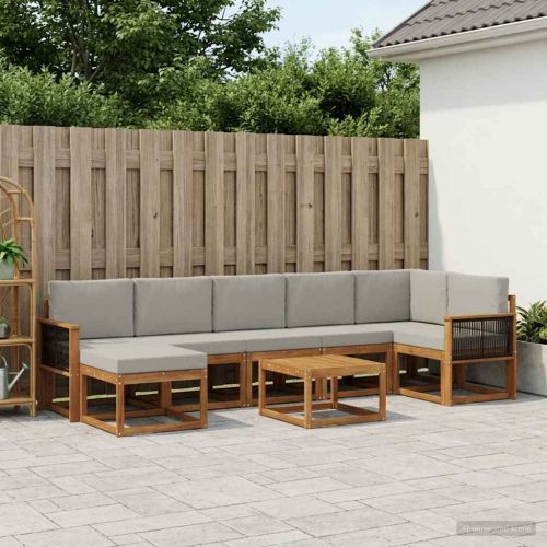 Комплект дивани за открито 8 pcs Натурално и светлосиво