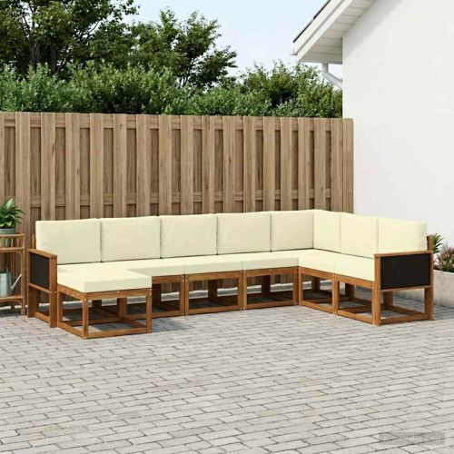 Комплект дивани за открито 8 pcs Натурален и Крема