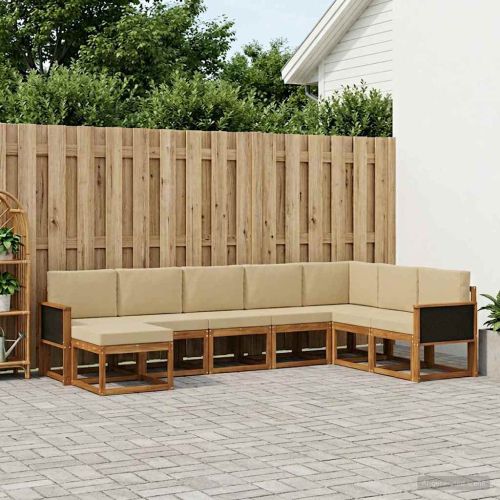 Комплект дивани за открито 8 pcs Натурален и Бежов
