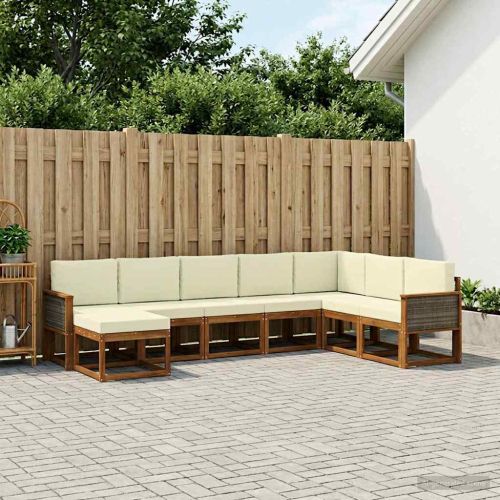 Комплект дивани за открито 8 pcs Натурален и Крема