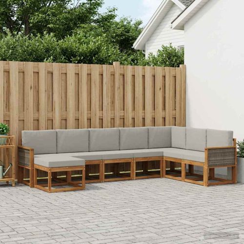 Комплект дивани за открито 8 pcs Натурално и светлосиво