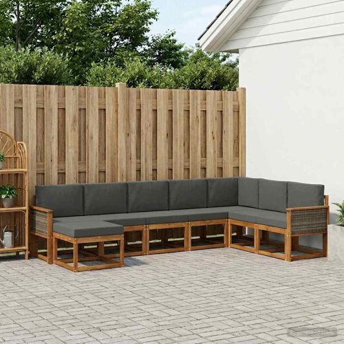 Комплект дивани за открито 8 pcs Натурален и Антрацит