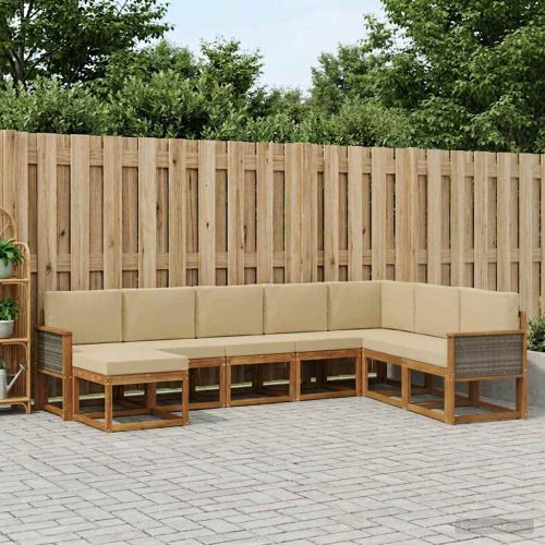 Комплект дивани за открито 8 pcs Натурален и Бежов