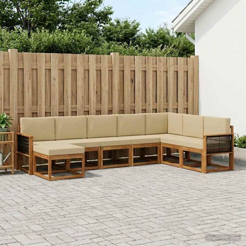 Комплект дивани за открито 8 pcs Натурален и Бежов