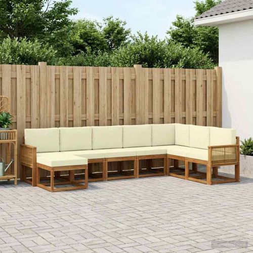 Комплект дивани за открито 8 pcs Натурален и Крема