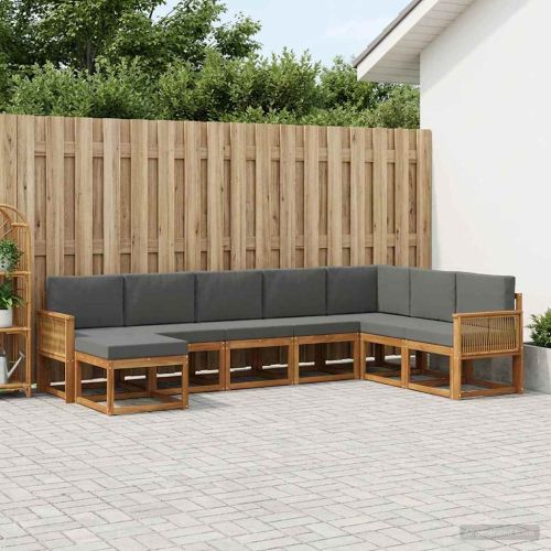 Комплект дивани за открито 8 pcs Натурален и Антрацит