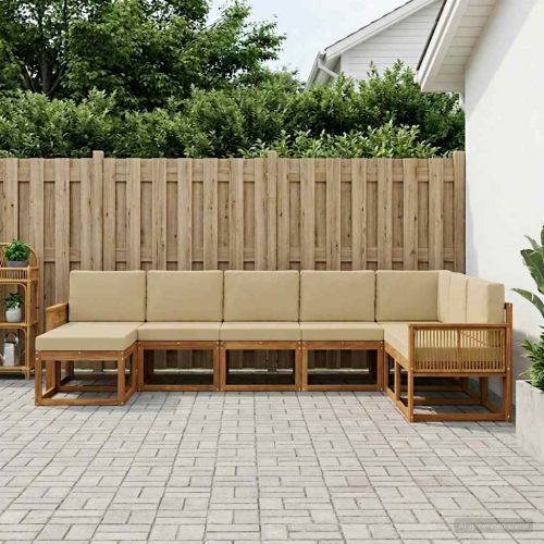 Комплект дивани за открито 8 pcs Натурален и Бежов
