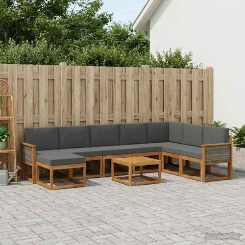 Комплект дивани за открито 9 pcs Натурален и Антрацит