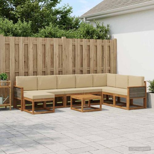 Комплект дивани за открито 9 pcs Натурален и Бежов