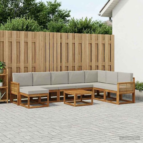 Комплект дивани за открито 9 pcs Натурално и светлосиво