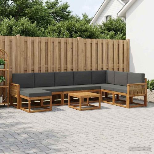 Комплект дивани за открито 9 pcs Натурален и Антрацит