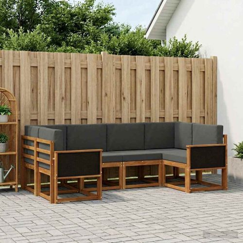 Комплект дивани за открито 6 pcs Натурален и Антрацит