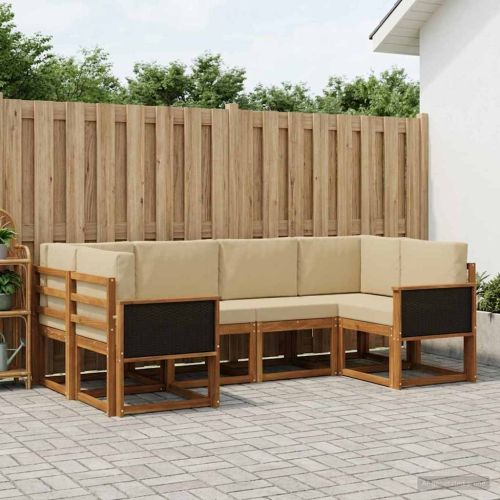 Комплект дивани за открито 6 pcs Натурален и Бежов