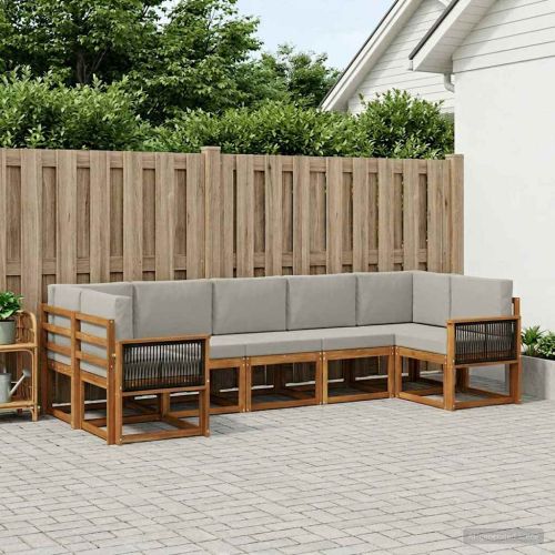 Комплект дивани за открито 7 pcs Натурално и светлосиво