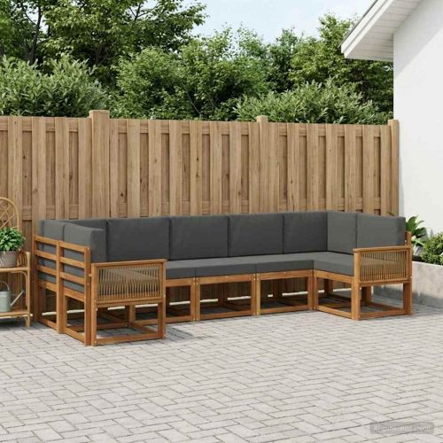 Комплект дивани за открито 7 pcs Натурален и Антрацит