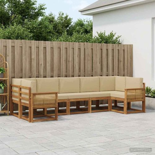 Комплект дивани за открито 7 pcs Натурален и Бежов