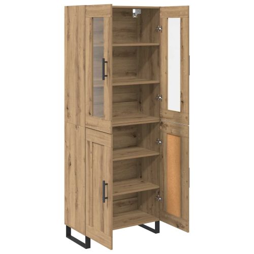 Висок шкаф 2 pcs Дъб Инженерно дърво