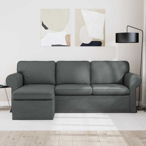 Диван Тъмен сив 215 x 138 x 80 см текстил