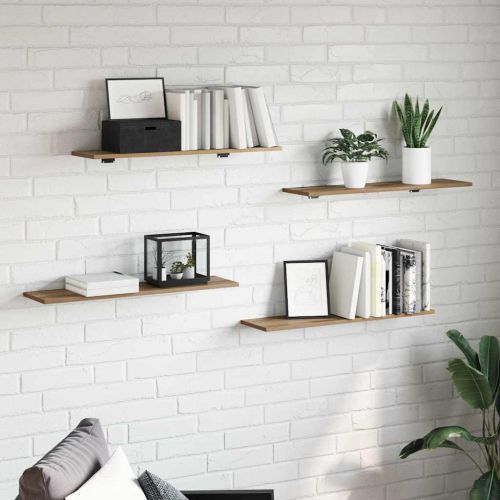 Етажерка Борд 4 pcs Кафяво 80 x 20 x 1,5 cm Инженерно дърво