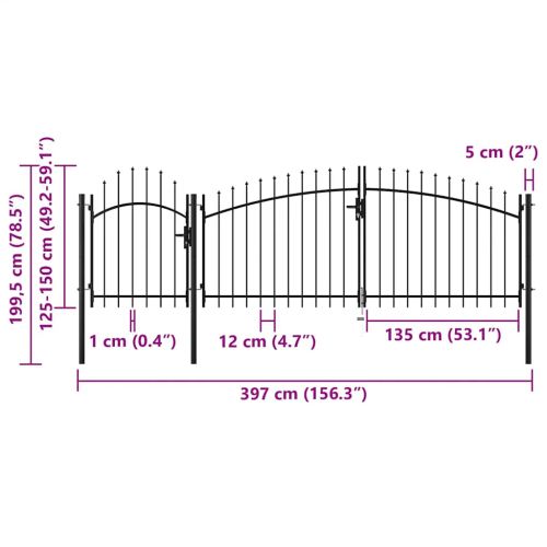 Градинска порта Woerden стомана 1,5x4 м черна