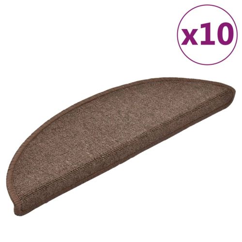 Изтривалки за стълби, 10 бр., 56x17x3 см, кафеенокафяви, полукръгли