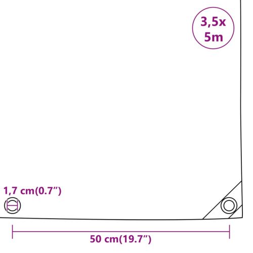 Брезент, 650 г/м², 3,5x5 м, черен