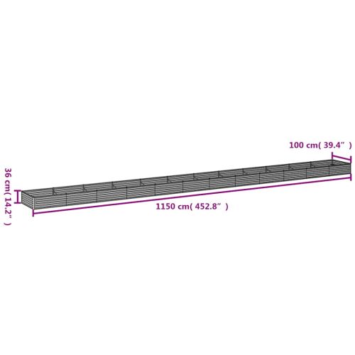 Градинска повдигната леха 1150x100x36 см кортенова стомана