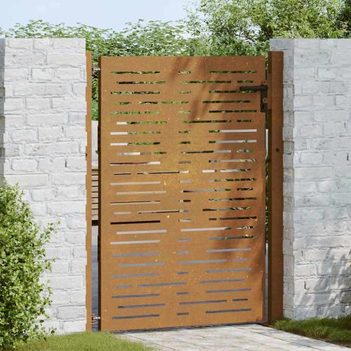 Градинска порта 100x125 см, кортенова стомана, квадратен дизайн