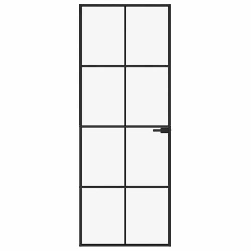 Интериорна врата черна 76x201,5 см закалено стъкло и алуминий