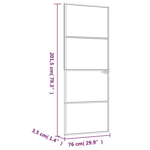 Интериорна врата бяла 76x201,5 см закалено стъкло и алуминий