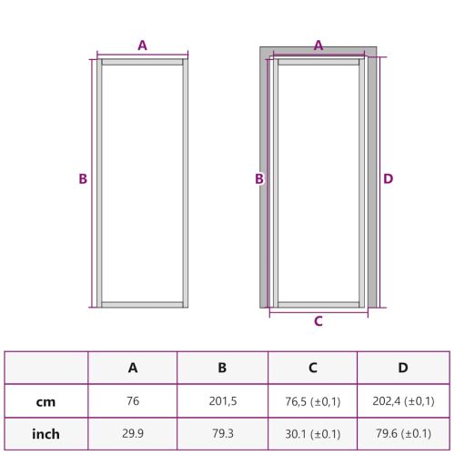 Интериорна врата бяла 76x201,5 см закалено стъкло и алуминий