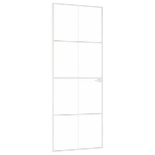 Интериорна врата бяла 76x201,5 см закалено стъкло и алуминий