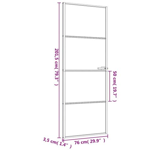 Интериорна врата черна 76x201,5 см закалено стъкло и алуминий