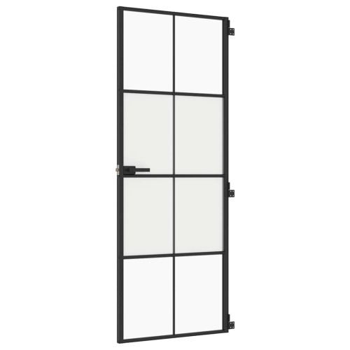 Интериорна врата черна 76x201,5 см закалено стъкло и алуминий